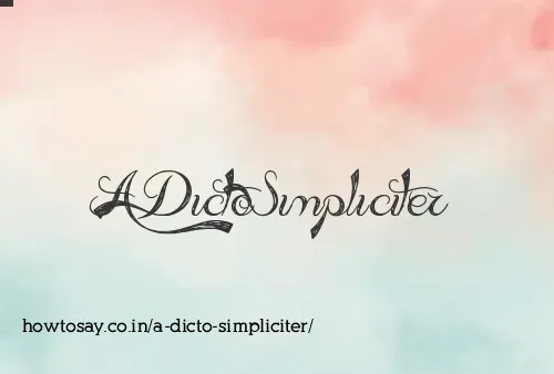 A Dicto Simpliciter
