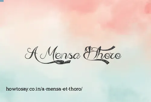 A Mensa Et Thoro