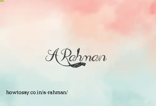 A Rahman