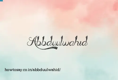 Abbduulwahid