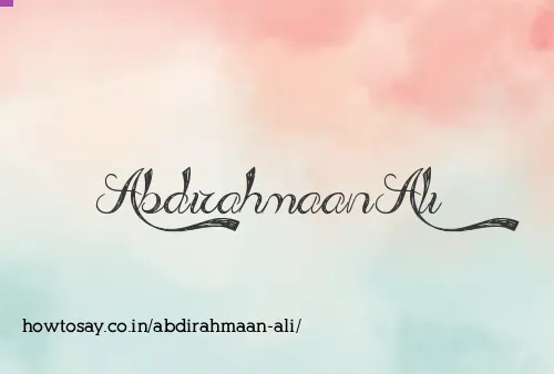 Abdirahmaan Ali