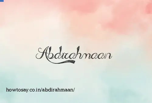 Abdirahmaan