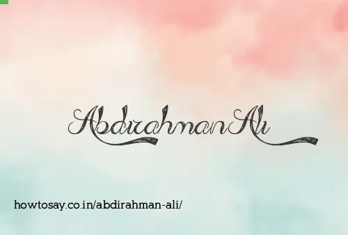 Abdirahman Ali