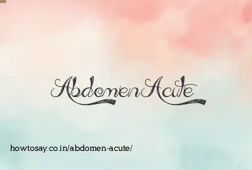 Abdomen Acute