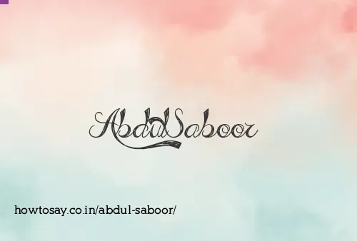 Abdul Saboor