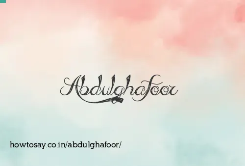 Abdulghafoor
