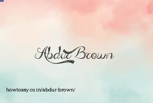 Abdur Brown