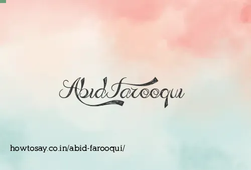 Abid Farooqui