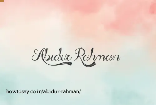 Abidur Rahman