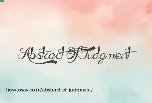 Abstract Of Judgment