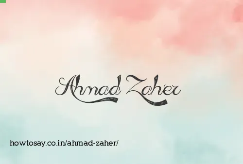 Ahmad Zaher