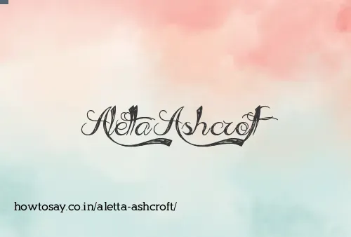 Aletta Ashcroft