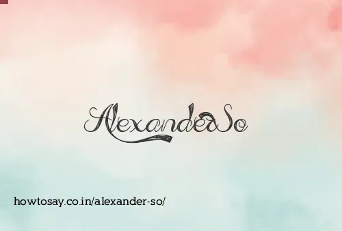 Alexander So