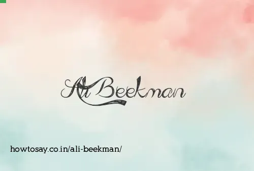 Ali Beekman