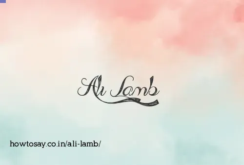 Ali Lamb
