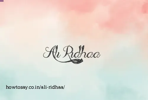 Ali Ridhaa