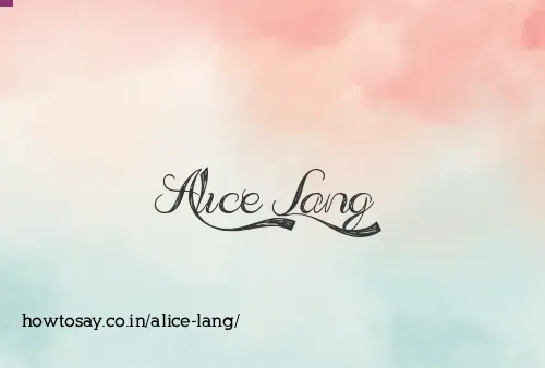Alice Lang