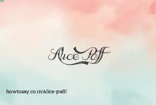 Alice Paff