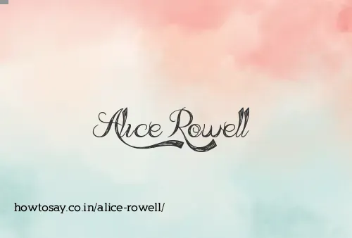 Alice Rowell