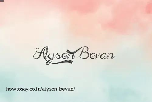 Alyson Bevan