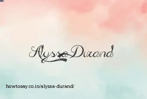 Alyssa Durand