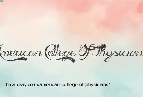 American College Of Physicians