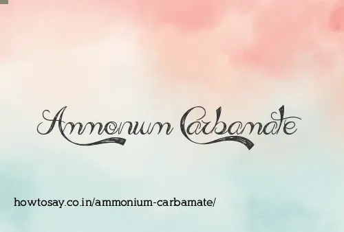 Ammonium Carbamate