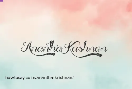Anantha Krishnan