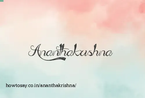 Ananthakrishna