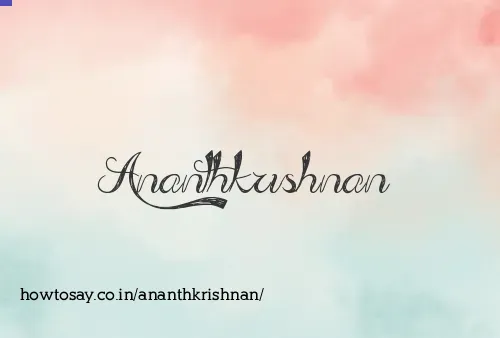Ananthkrishnan