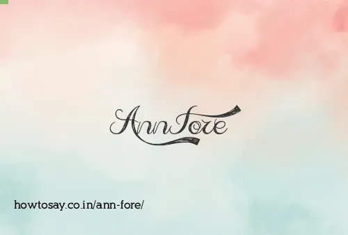 Ann Fore