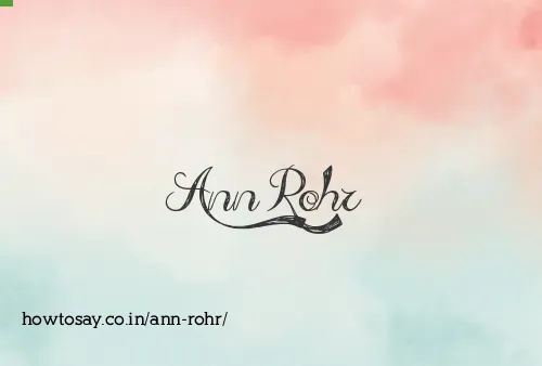 Ann Rohr