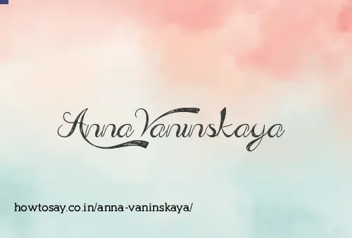 Anna Vaninskaya