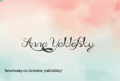 Anna Yaklofsky