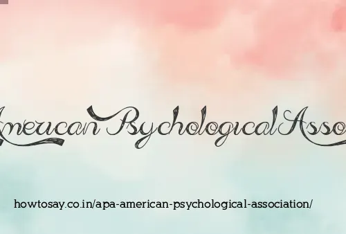 Apa American Psychological Association