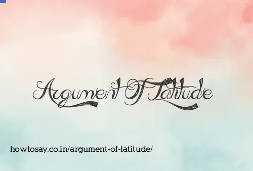 Argument Of Latitude