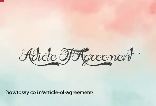 Article Of Agreement