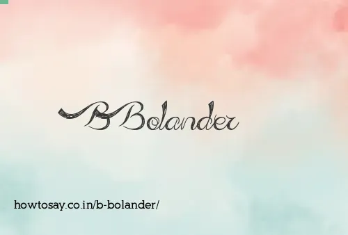 B Bolander