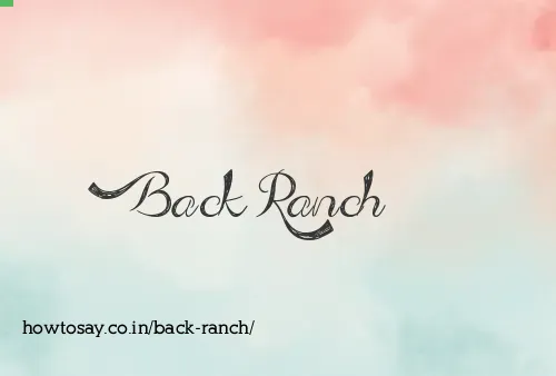 Back Ranch