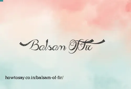 Balsam Of Fir