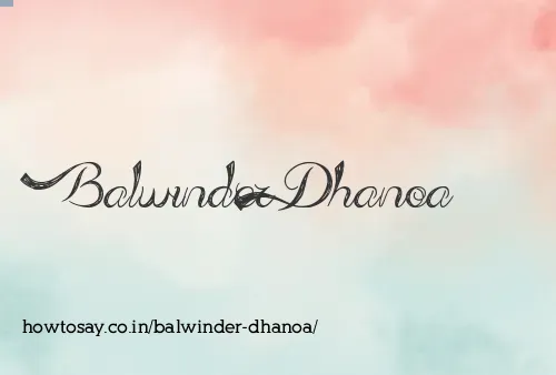 Balwinder Dhanoa