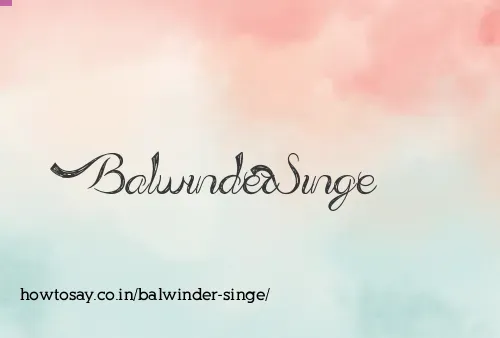Balwinder Singe
