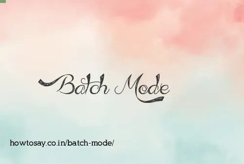 Batch Mode