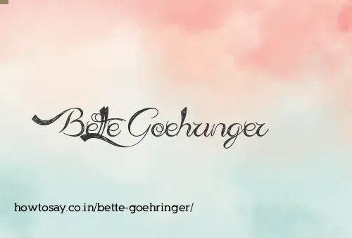 Bette Goehringer