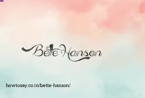 Bette Hanson