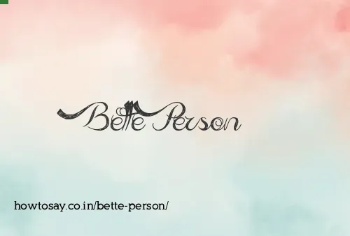 Bette Person