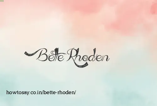 Bette Rhoden