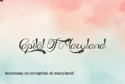 Capital Of Maryland