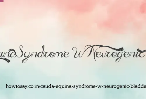 Cauda Equina Syndrome W Neurogenic Bladder
