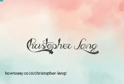 Christopher Lang